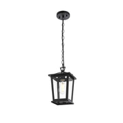 Cayman One Light Outdoor Pendant Black by Lighting Design – Iron, Black, Model OD332H12BK