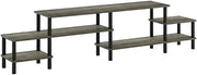Furnifact Grey Wood TV Stand for up to 80 Inch Flat Screen, Spacious Storage, Open Shelves, Durable Construction, Modern Design, Living Room