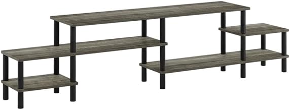 Furnifact Grey Wood TV Stand for up to 80 Inch Flat Screen, Spacious Storage, Open Shelves, Durable Construction, Modern Design, Living Room