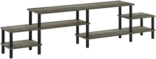 Furnifact Grey Wood TV Stand for up to 80 Inch Flat Screen, Spacious Storage, Open Shelves, Durable Construction, Modern Design, Living Room