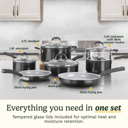 Cuisinart Black and Grey / 11 Piece Set / Ceramica XT - Titanium Non-Stick Cookware Sets