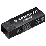 RASOPLAST BLACK PLASTIC RUBBER ERASER [PACK of 3] by STAEDTLER – 1 Pack, Plastic, Black, Model 620944172887