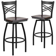 Flash Furniture Walnut Wood Seat/Black Metal Frame / 2 Pack / 1 Barstools