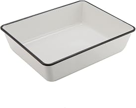 American Metalcraft MRCW12 Rectangular Melamine Serving Bowl, Black Rimmed/White, 131-Ounces