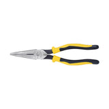 Long Nose Pliers with Extended Handles by KLEIN TOOLS – 8-Inch, Tool Steel, Yellow/Black, Model J203-8