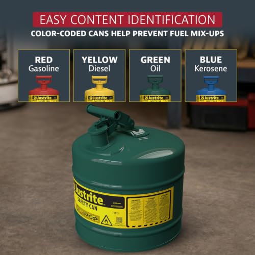 Justrite Green / 5 Gallon / Type I Cans