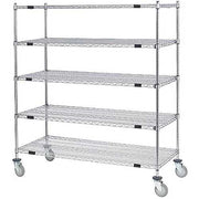 Open Sided Wire Exchange Truck by Nexel – 48"L x 24"W x 69"H, 12-Gauge Powder Coated Steel, Chrome, Model 558801A