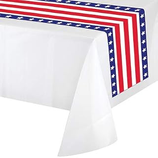 Creative Converting Club Pack Patriotic Themed Party Decorations Patriotic Design Printed on Fiber Backed Vinyl, Box 12 Table Runners