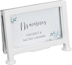 CAL-MIL White Iron Tabletop Sign Holder with Clear Acrylic Frame, Rectangle Shape, 3.5 x 1 x 2 Inches
