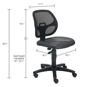 Armless Mesh Back Office Chair by Global Industrial – Polypropylene, Black, Model A2813TMI-V
