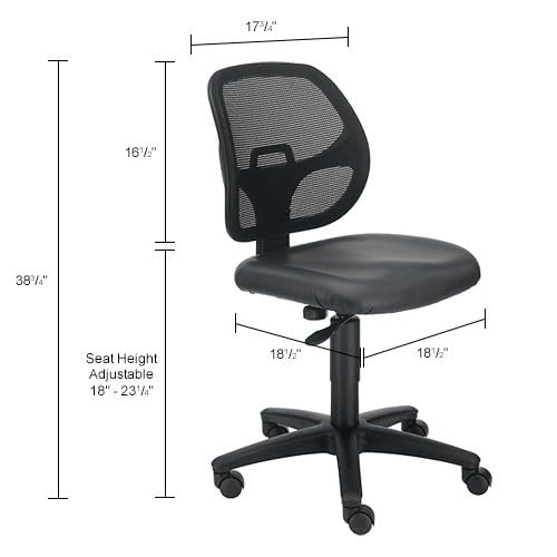 Armless Mesh Back Office Chair by Global Industrial – Polypropylene, Black, Model A2813TMI-V