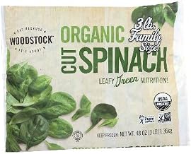 Woodstock Farms Organic Cut Spinach - Family Size, 3 Pound -- 6 per case.