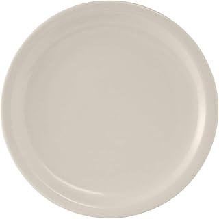 Tuxton China TNR-009 Plate, 9-1/2" Diameter, Round, Narrow Rim, Microwave and Dishwasher Safe, Oven Proof, Fully Vitrified, Ceramic, Nevada, American White/Eggshell, Pack of 24