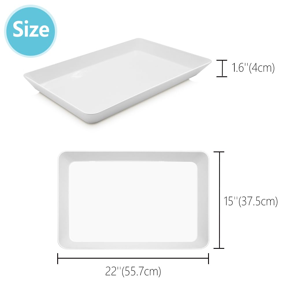 AMGBZT Serving Platter Set, 22 x 15 x 1.6 Inch, 2 Pack, White