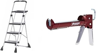 Cosco Three Step Max Steel Work Platform & Newborn 930-GTD Drip-Free Smooth Hex Rod Cradle Caulking Gun with Gator Trigger Comfort Grip