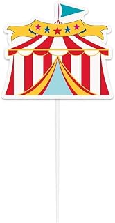Unique Party Multicolor Circus Tent Cake Topper - 4" x 8" (1 Pc.) - Perfect Centerpiece for Birthday Parties, Carnival Themes & More