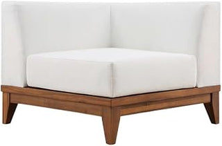White Fabric Outdoor Patio Modular Corner Chair, Contemporary Style, Comfortable Arm and Back Heights, Finish