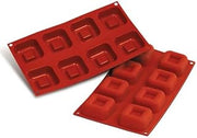 Silikomart Professional Silicone Flexible Bakeware: Square Savarin 2.47 Oz, 2.5" x 2.5" x 1" High, 8 Cavities
