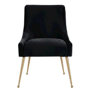 Velvet-Upholstered Side Chair with Gold Legs by Starlight Canyon Home – Velvet, Black