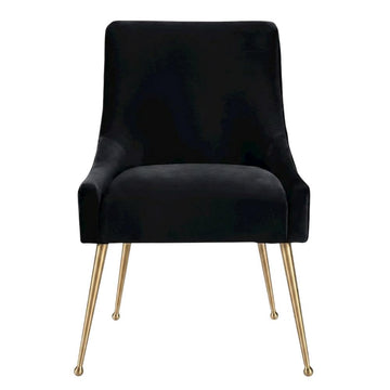 Velvet-Upholstered Side Chair with Gold Legs by Starlight Canyon Home – Velvet, Black