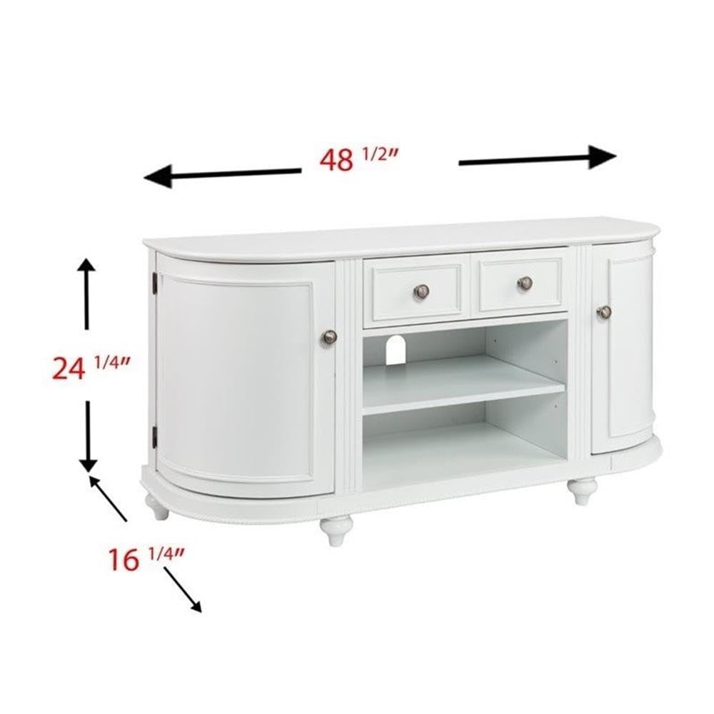 Dandridge TV/Media Stand - White by SEI Furniture – 48.5 x 16.25 x 24.25 inches, Wood, White, Brushed Silver, Model AZ2438SM