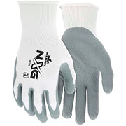 Foam Nitrile Coated Gloves by Memphis Glove – Medium, String Knit, Gray/White, Model 9674M