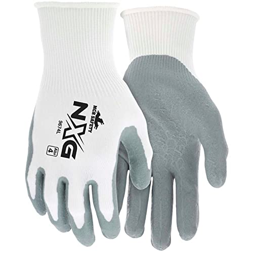Foam Nitrile Coated Gloves by Memphis Glove – Medium, String Knit, Gray/White, Model 9674M