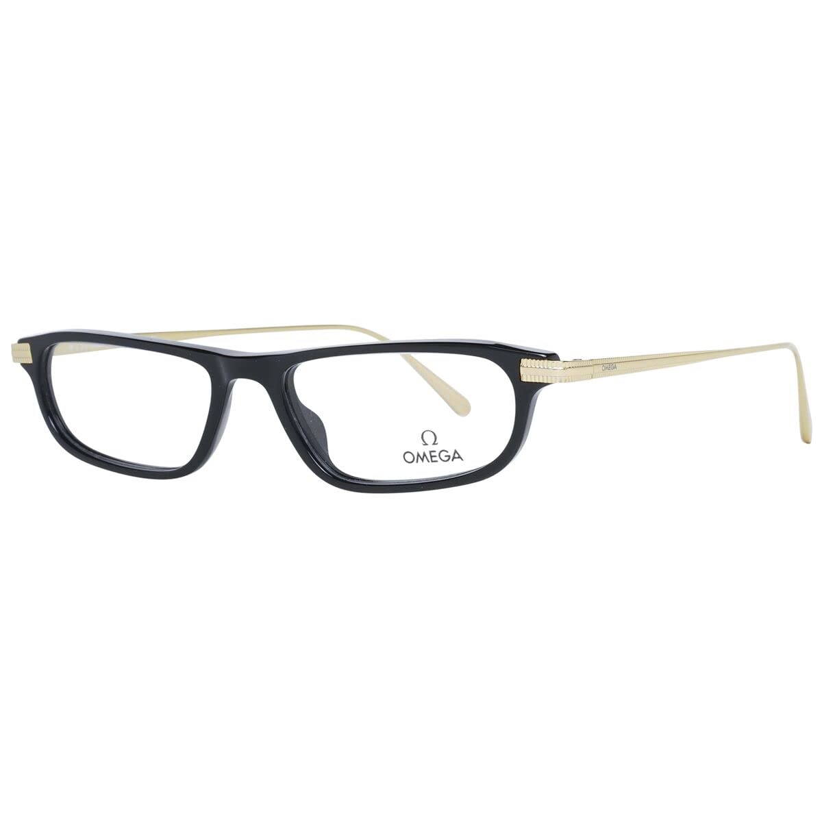Rectangular Eyeglasses 001 Black/Gold 52mm by Omega – 52-16-155, Plastic, Black/Gold, Model OM5012