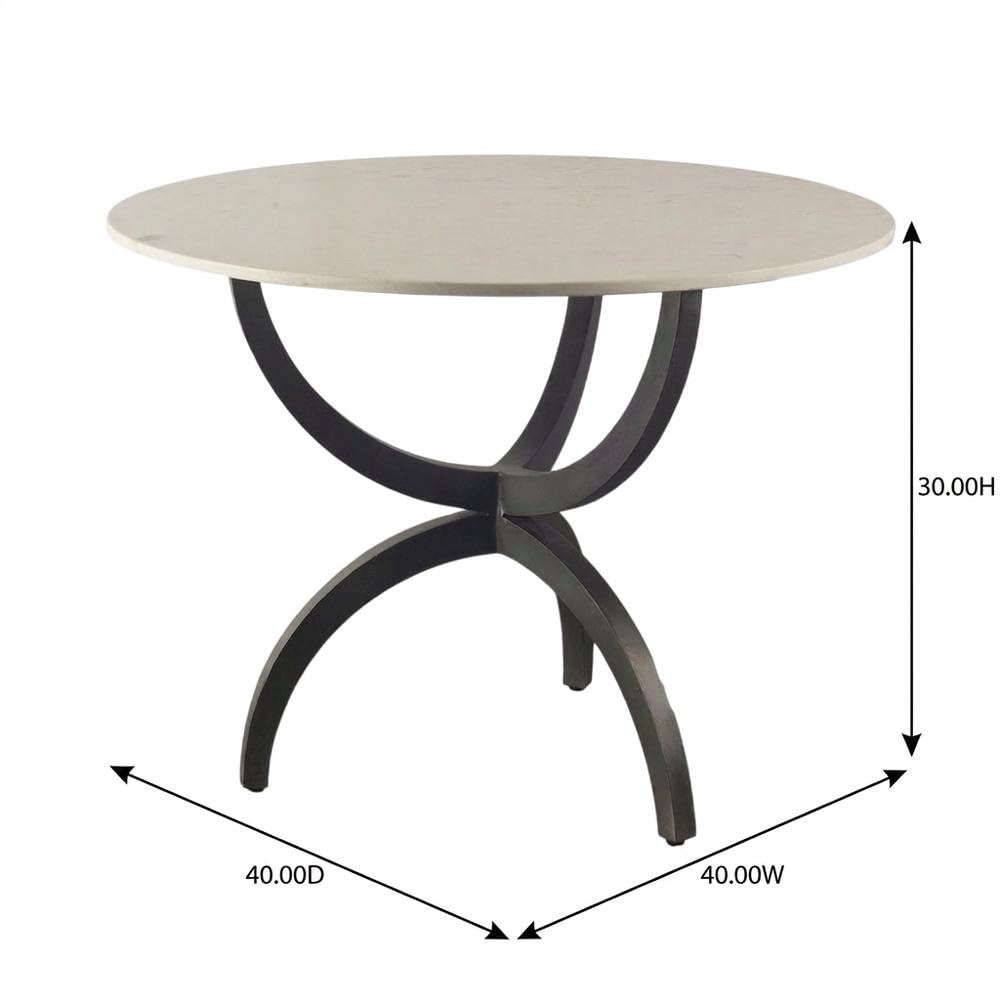 Dining Table with 40-Inch Round White Marble Top by Starlight Canyon Home – 40 inch diameter, 30 inch height, Metal, White