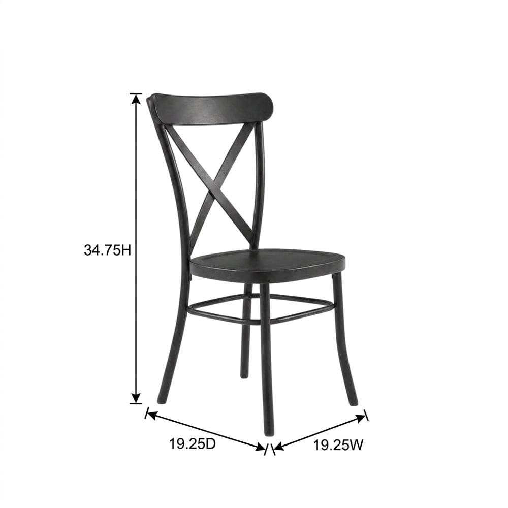 Black Metal Dining Chair Set with 4 Chairs by Furnifact – Steel 100.00%, Black, Pack of 4