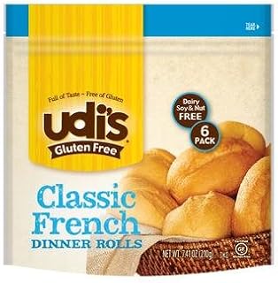 Udi's Gluten-free Classic French Dinner Rolls, 2 Packs, Each Pack Has 6 Rolls for 8.47 Ounces (Pack of 2 (Total 12 Dinner Rolls))
