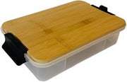 Farberware Snackle Box Bamboo Board and Box, Multi-Purpose Portable Snack Box with 7 Snack Dividers, Rectangle Chopping Board Lid and Black Locking Handles, BPA Free, 20 x 33cm