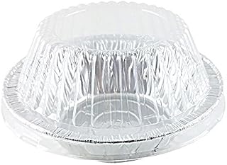 Handi-Foil 5 3/4" 12 oz. Aluminum Meat Pot Pie Pan w/Clear Dome Lid - (Pack of 12)