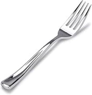 Plastic Silver Forks (75 Pack) - Glossy Silver Cutlery - Heavy Weight, Durable for Parties - Stock Your Home