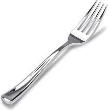 Plastic Silver Forks (75 Pack) - Glossy Silver Cutlery - Heavy Weight, Durable for Parties - Stock Your Home