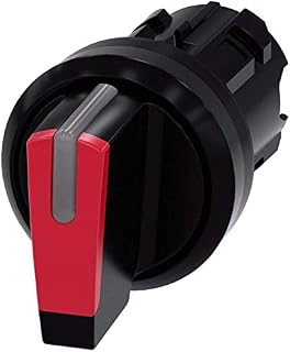 SIEMENS 3SU10022BL200AA0 Selector Switch, I-O-II, Plastic, IP66, IP67, IP69K Protection Rating, Black Plastic, 22mm, Red