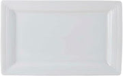 Tuxton Pacifica Porcelain White Embossed Wide Rim 11-Inch Rectangular Plate, Set of 12, Bright White; Scratch Resistant; Chip Resistant; Lead & Cadmium Free; Dishwasher, Microwave, Oven Safe