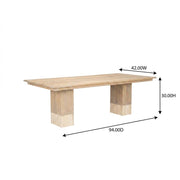 Light Brown Mango Wood Dining Table with Travertine Surface by Starlight Canyon Home – Solid Wood, Brown