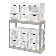 Record Storage with Boxes 42" W x 15" D x 36" H by Global Industrial – Alloy Steel, Grey, Model 716875