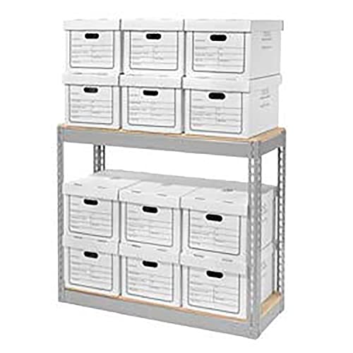 Record Storage with Boxes 42" W x 15" D x 36" H by Global Industrial – Alloy Steel, Grey, Model 716875