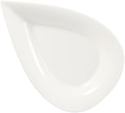 CAC China DOT-12 Porcelain Pear Shape Plate, 12 by 8 by 1-1/2-Inch, Super White, Box of 12