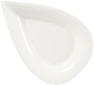 CAC China DOT-12 Porcelain Pear Shape Plate, 12 by 8 by 1-1/2-Inch, Super White, Box of 12