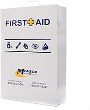 First Aid Only MFASCO Metal First Aid Wall Cabinet 4 Shelf with Door Pouch | Empty | Workplace Industrial Safety First AId Kit Empty with 4-Shelves Attractive Label | ANSI Type I & II | Wall-Mountable