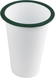 PacknWood 294ENCUP300 3.5 x 3.5 in. 14 oz Rim Enamel Tumbler, White with Green - 12 Piece