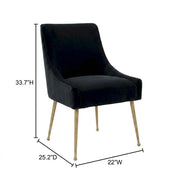 Velvet-Upholstered Side Chair with Gold Legs by Starlight Canyon Home – Velvet, Black