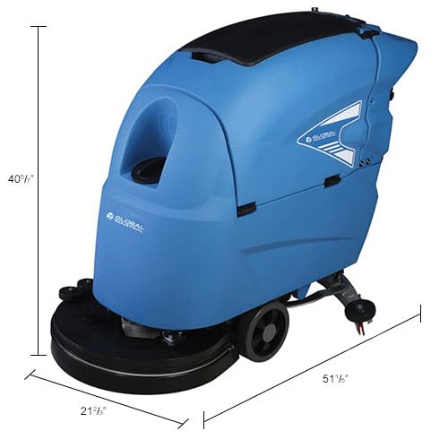 Automatic Self-Propelled Walk-Behind Floor Scrubber by Global Industrial – 21.67"W x 40.56"H, 15.0 gallons, Plastic, Blue, Model T55/50 BT