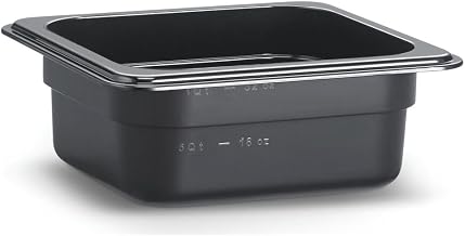 HUBERT Sixth-Size Polycarbonate Cold Food Pan, Black - 6 15/16" L x 6 3/8" W x 2 1/2" D