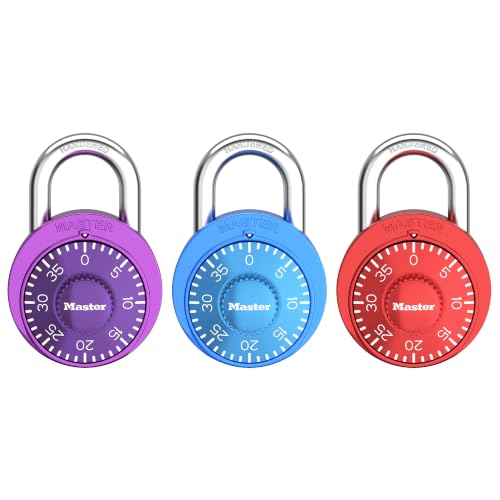 Master Lock Red, Purple. Blue / 3 Pack / 3 Pack; Assorted Combination Padlocks