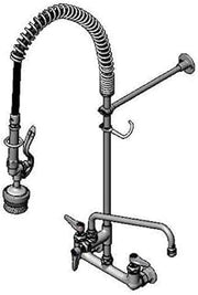 T&S Brass B-0133-ADF12-BR WallMount Pre-Rinse, Supply Stops-Hoses-Elbows, Add-On-Faucet, 12"Swing Nozzle, 36"Hose, 8"