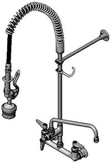 T&S Brass B-0133-ADF12-BR WallMount Pre-Rinse, Supply Stops-Hoses-Elbows, Add-On-Faucet, 12"Swing Nozzle, 36"Hose, 8"